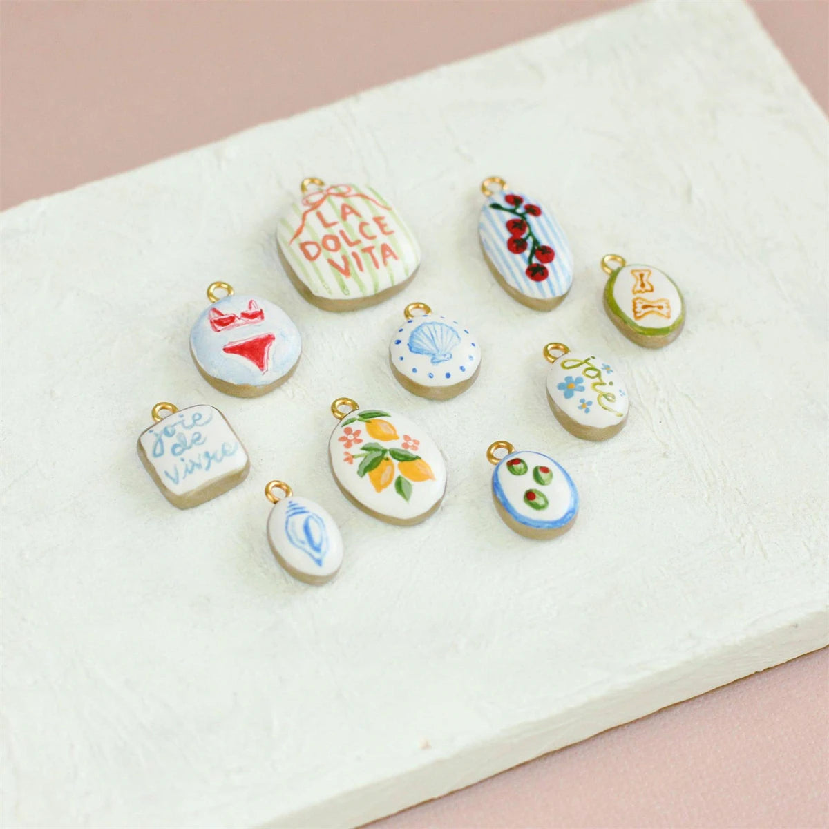 Classic Pendant, hand painted gold plating