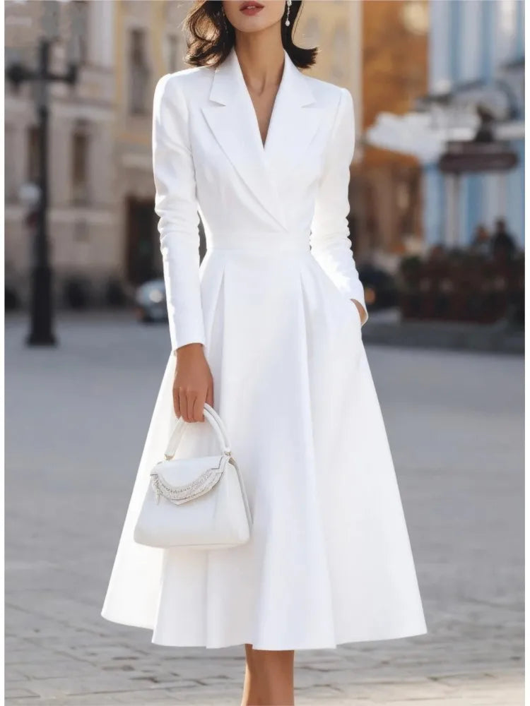 Casual Long Sleeve Maxi Dress Women 2025 Autumn Winter Party A-line Slim Dresses Elgant Vestidos