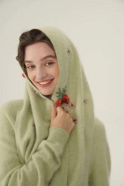 Annette Cashmere Sweater & Scarf Set, Purple