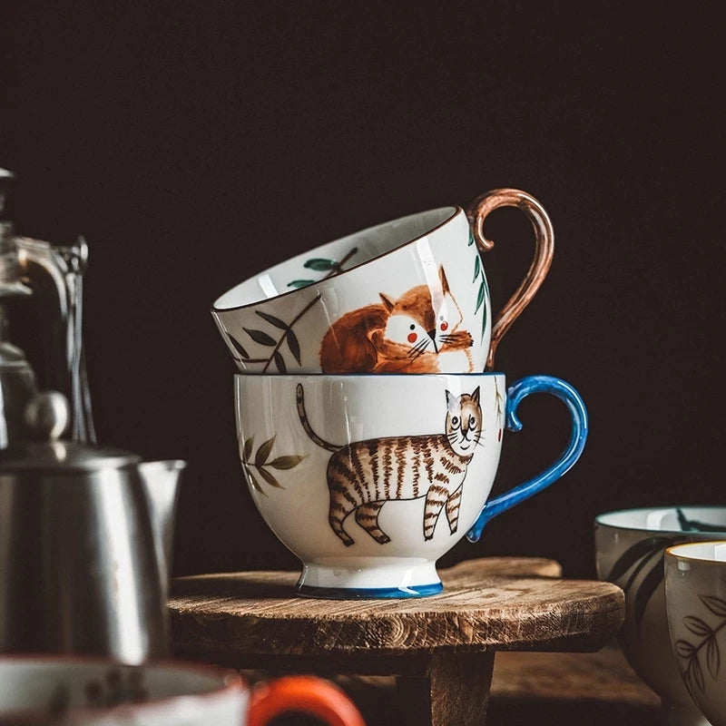 Nordic Ceramic Coffee Mugs, Hand-Painted