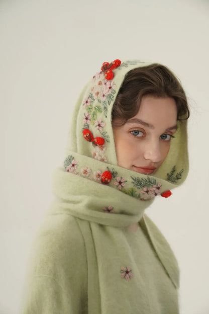 Annette Cashmere Sweater & Scarf Set, Purple