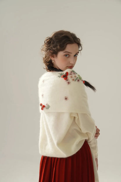 Annette Cashmere Sweater & Scarf Set, Purple