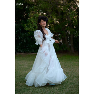 Savannah Divine, White Puffed Sleeve Elegance