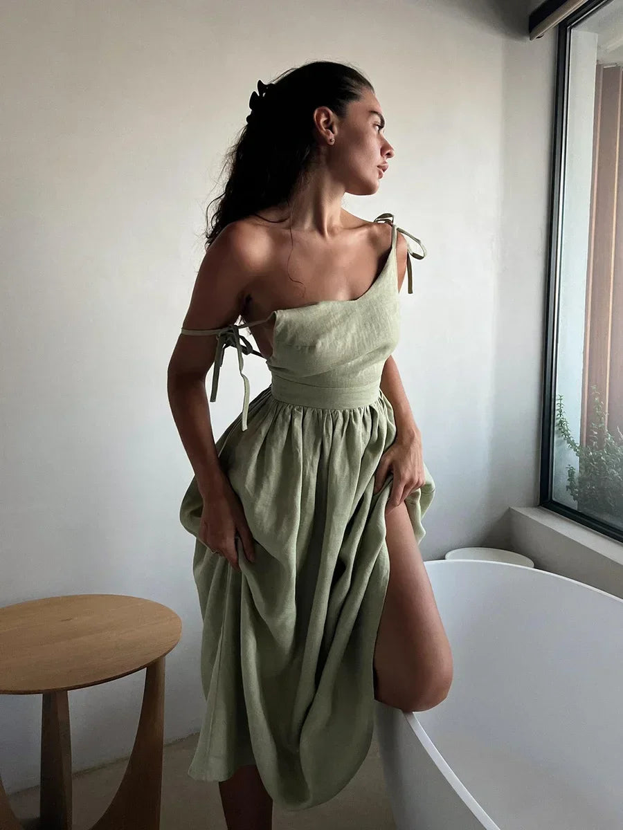 The Jenny Dress, Sleeveless Backless Long Dresses Women, S-3XL, V-Neck Solid Chic Holiday Beach Dresses Vintage