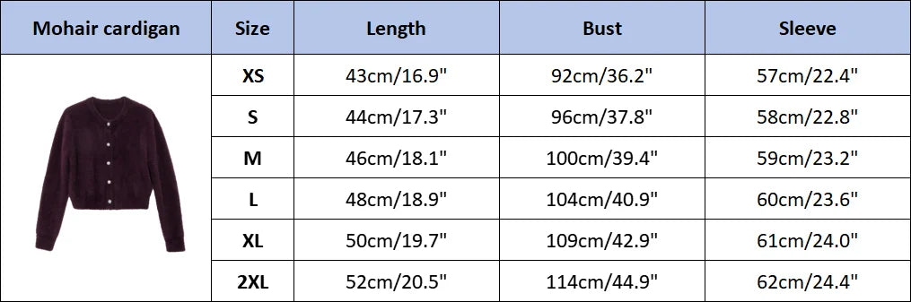 Luxe Mohair Cardigan XS-2XL