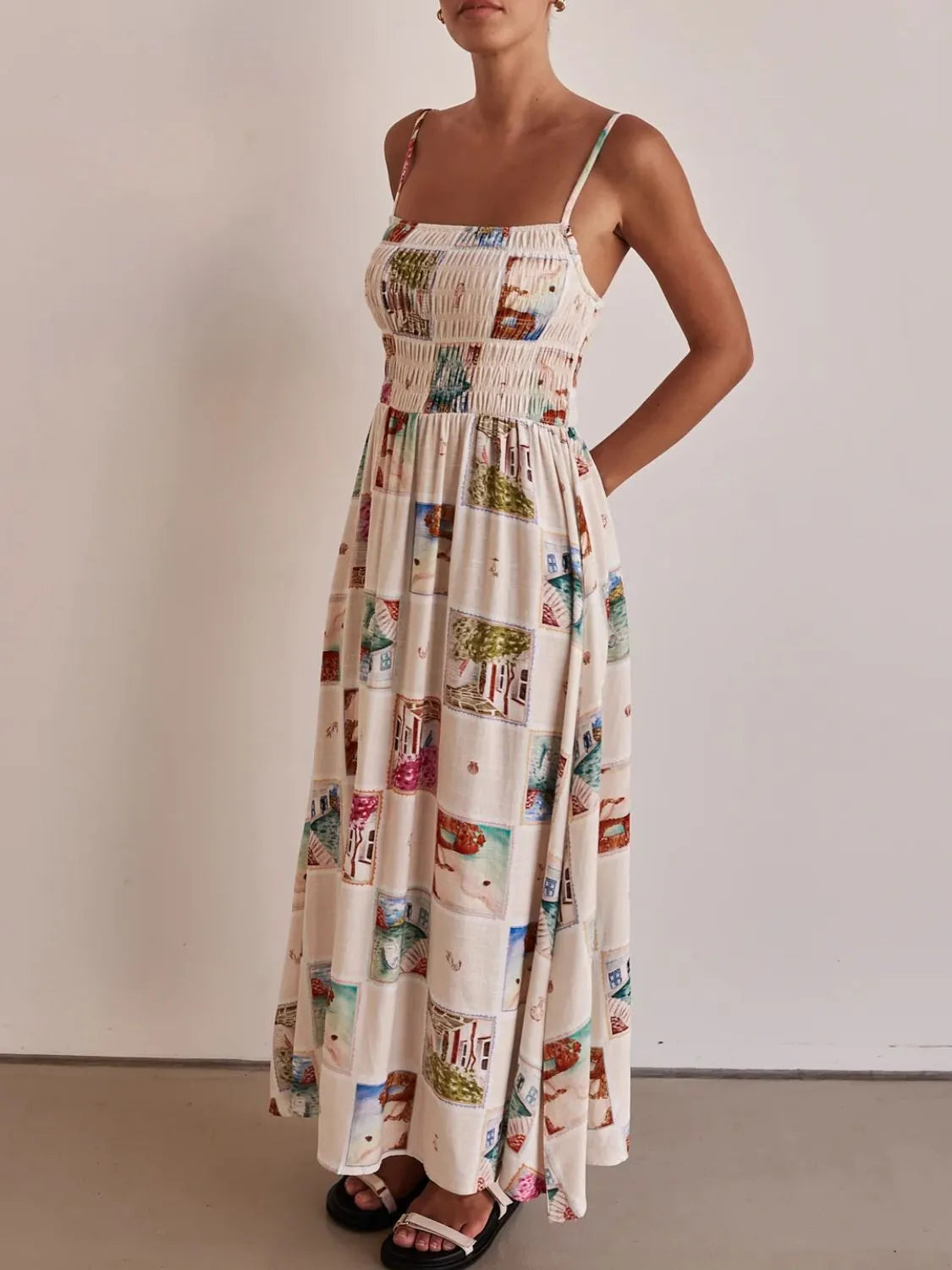 Smocked Square Neck Cami Dress