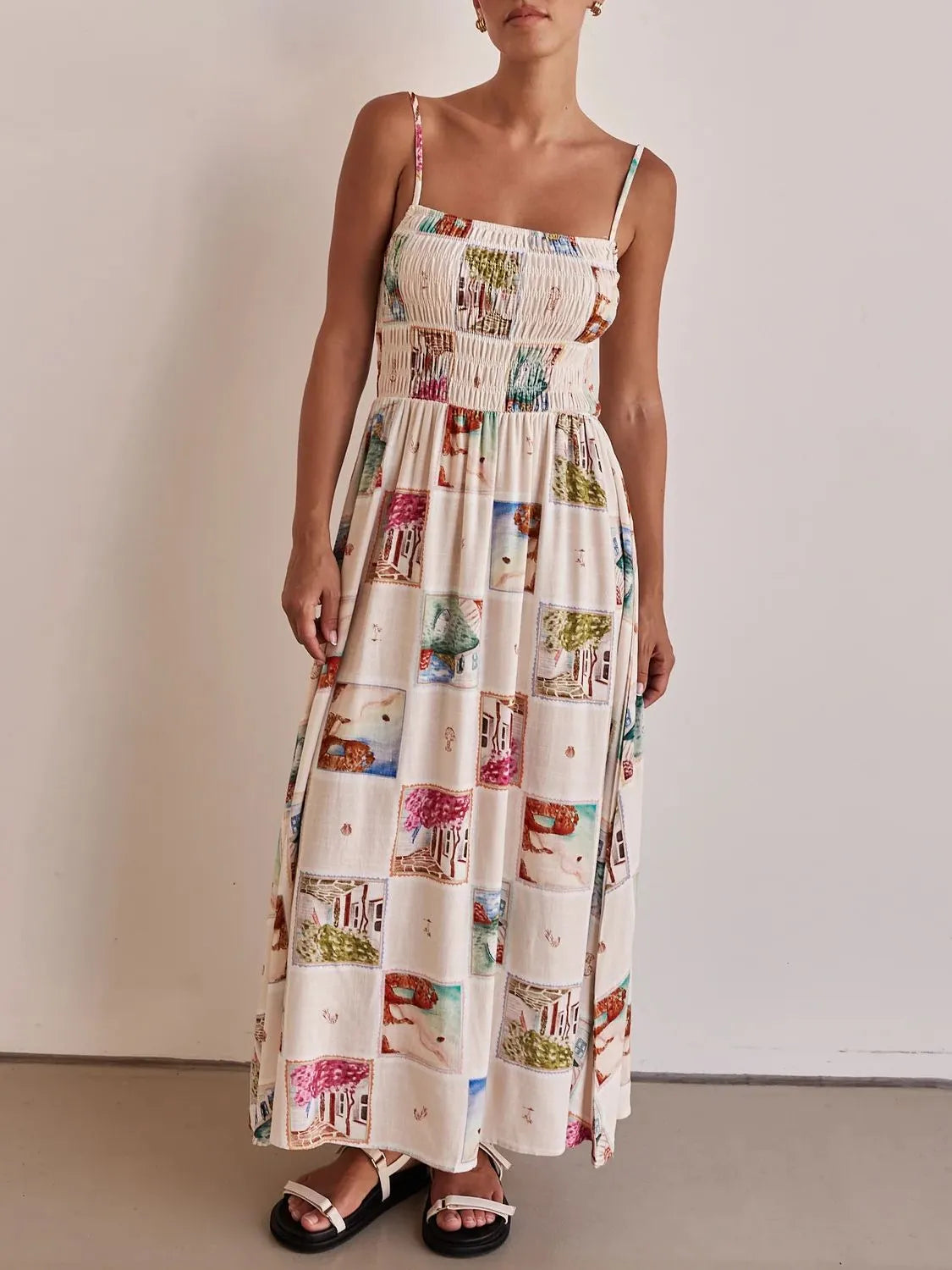 Smocked Square Neck Cami Dress