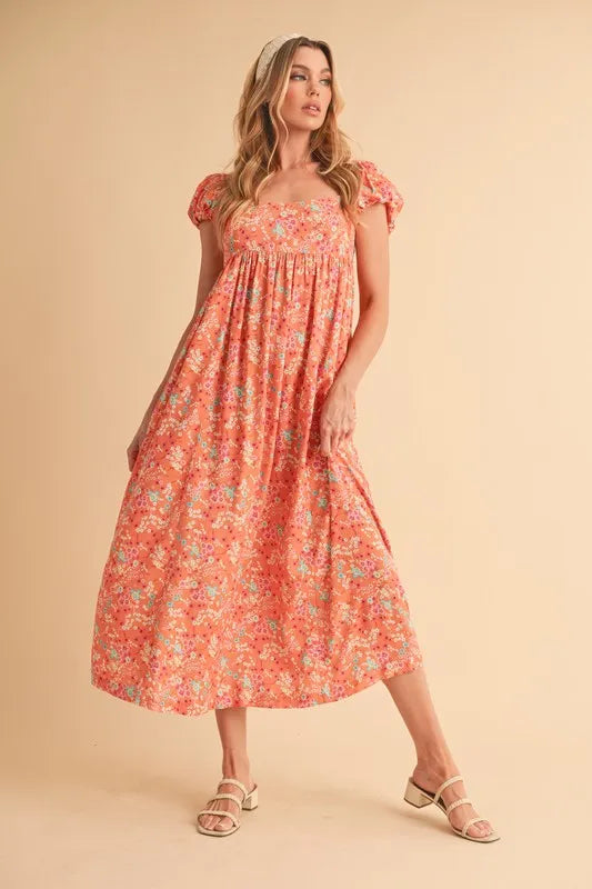 Victoria Puff Sleeve Midi Dress