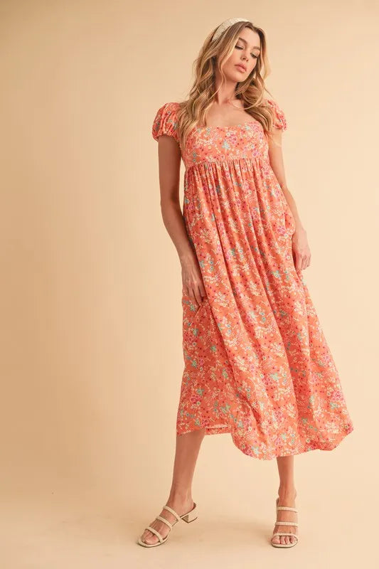 Victoria Puff Sleeve Midi Dress