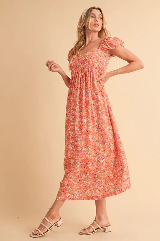 Victoria Puff Sleeve Midi Dress
