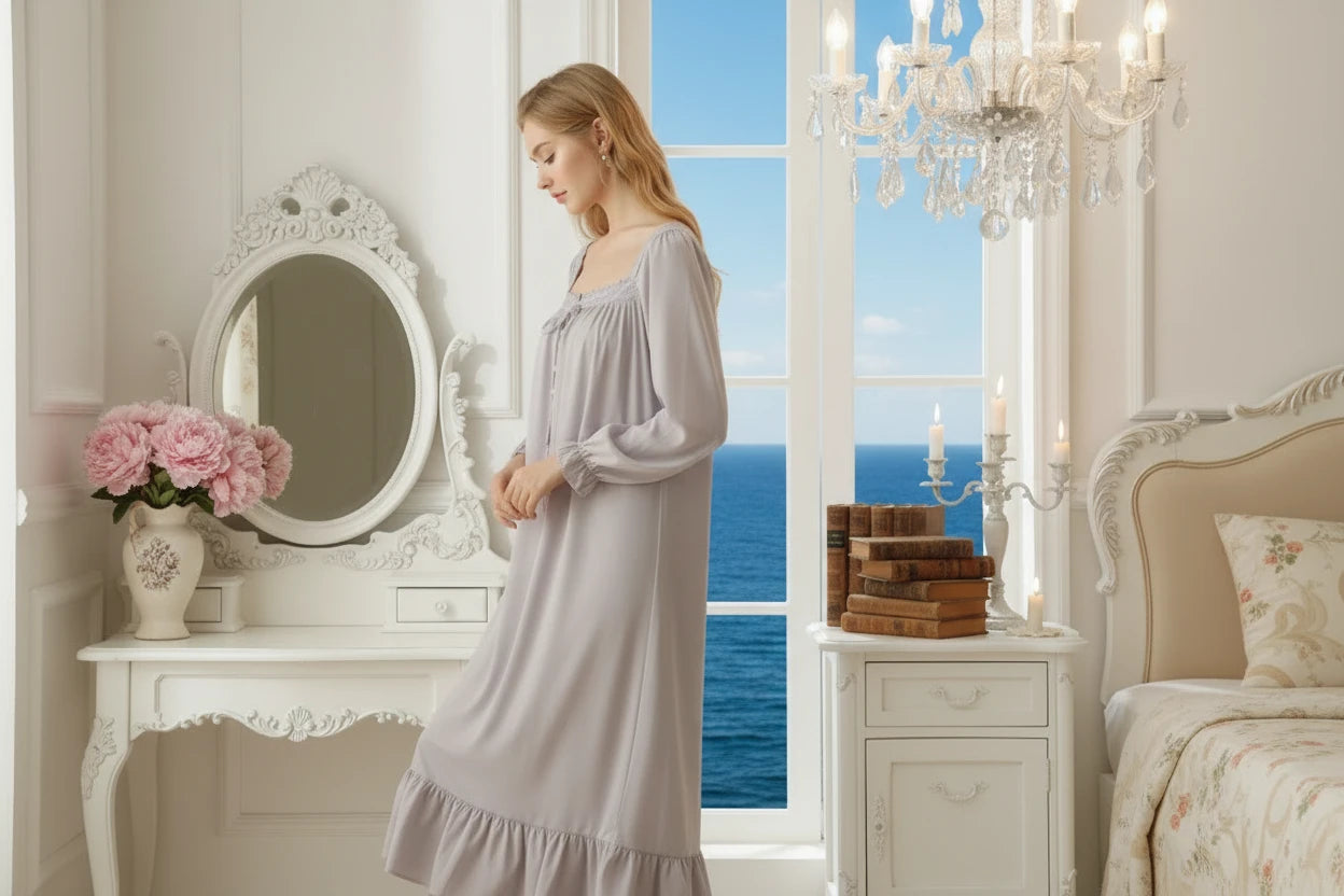 Victorian Chic 100% Cotton Sleepwear, Half or Long Sleeve