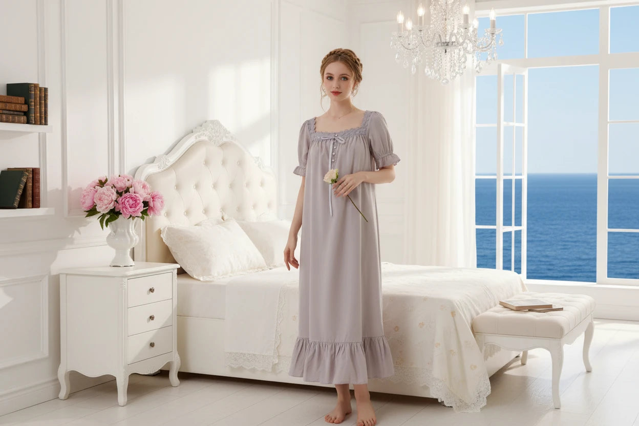 Victorian Chic 100% Cotton Sleepwear, Half or Long Sleeve