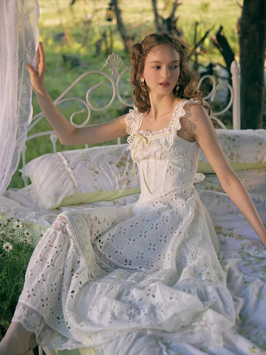 Whimsy Embroidered Cotton Lace Dress