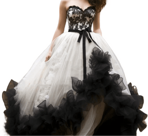 Modestly Yours Castle Queen Ruffled Black And White Wedding Dress