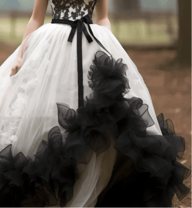 Modestly Yours Castle Queen Ruffled Black And White Wedding Dress