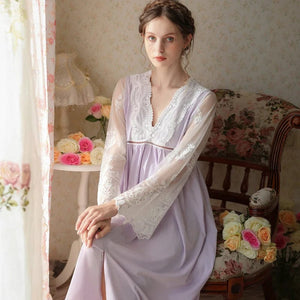 Modestly Yours Lavender / L Charlotte Lace Belle Sleeve Nighty