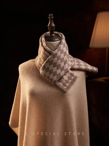 Modestly Yours Checkered Cashmere Argyle Knitted Scarf