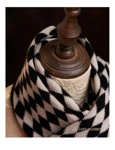 Modestly Yours Checkered Cashmere Argyle Knitted Scarf