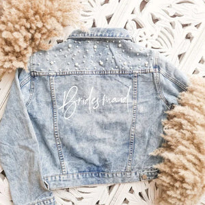 Modestly Yours Bridesmaid / S Custom Pearl Denim Jacket