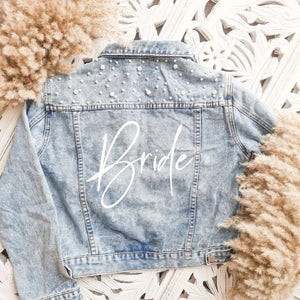 Modestly Yours Bride / S Custom Pearl Denim Jacket