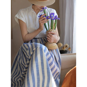 Avigail Designs dress blue striped / XL Iris Blue Cotton Swing Skirt