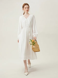 Modestly Yours FSLE French Pastoral Style Long-sleeved Dress for Women Gentle Wind Simple Design Spring New Comfortable Dress Female 24FS11289