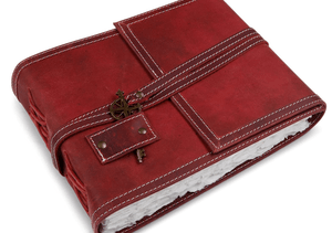 Modestly Yours, Canada Home 8 x 10" / Burgandy (Dark Red) Cottagecore Watercolor Leather Journal