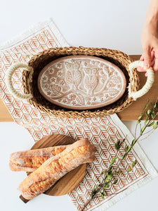 KORISSA KITCHEN Bread Warmer & Basket Gift Set with Tea Towel - Owl Oval