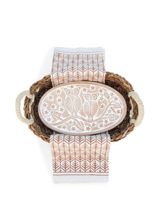 KORISSA KITCHEN Light Brown Bread Warmer & Basket Gift Set with Tea Towel - Owl Oval