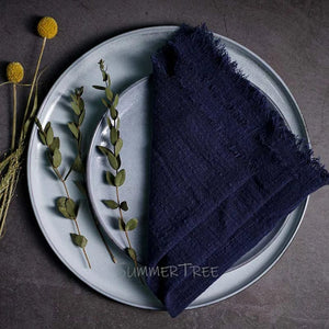 Summer Tree kitchen Navy blue Heirloom Linen, hand dyed