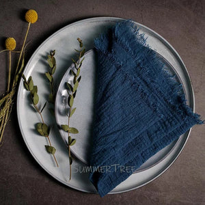 Summer Tree kitchen Prussian blue Heirloom Linen, hand dyed