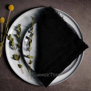 Summer Tree kitchen black Heirloom Linen, hand dyed