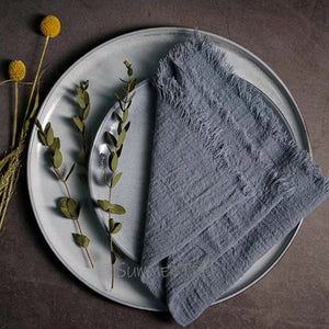 Summer Tree kitchen Blue grey Heirloom Linen, hand dyed