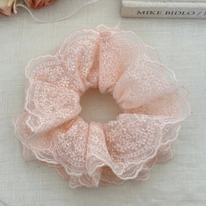 Modestly Yours Pink lace scrunchie Lace Large Scrunchie