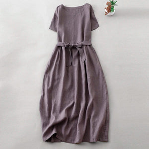 Modestly Yours Dark Purple / 2XL Linen Lynne Pocket Dress