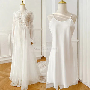 Avigail Designs White Trailing Set / M Luxurious Lillian Sleepwear Set