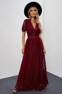 DropshipClothes Maxi Dresses Fiery Red Blue Fill Your Heart Lace Maxi Dress