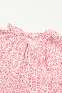 DropshipClothes Maxi Dresses Pink Abstract Print Split Neck Sleeveless Maxi Dress