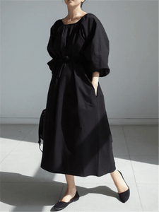 Modestly Yours Black / S Meredith Lantern Sleeve Dress