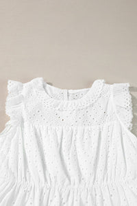 DropshipClothes Mini Dresses White Elegant Hollowed Flutter A-line Short Dress