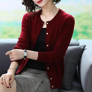 Modestly Yours burgundy / S Pearl Button Mod Yours Cardigan