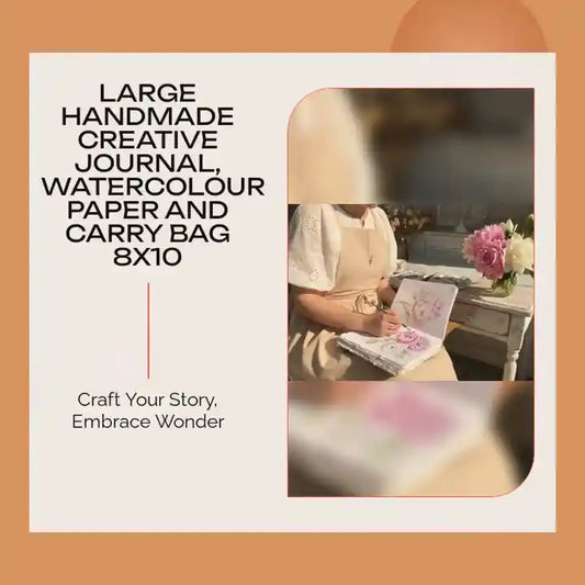 Large Handmade Creative Journal, Watercolour Paper and Carry Bag 8x10 by@Outfy