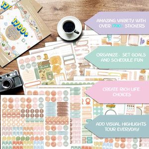 Modestly Yours Retro Vintage Pastel Retro Planner Day/Week/Month Sticker Book Pack