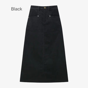 Modestly Yours skirt Black Skirt / XS Christi Stretchy Corduroy Pocket Cotton Skirt and/or Turtleneck