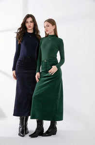 Modestly Yours skirt Christi Stretchy Corduroy Pocket Cotton Skirt and/or Turtleneck