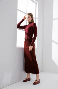 Modestly Yours skirt Christi Stretchy Corduroy Pocket Cotton Skirt and/or Turtleneck