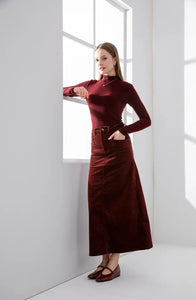 Modestly Yours skirt Christi Stretchy Corduroy Pocket Cotton Skirt and/or Turtleneck