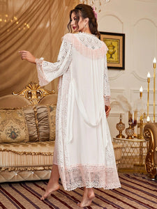 avigail-designs Sleepwear Eyelet Dream, Bed Jacket and PJ Cotton Set (S-XL)