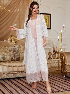 avigail-designs Sleepwear Eyelet Dream, Bed Jacket and PJ Cotton Set (S-XL)