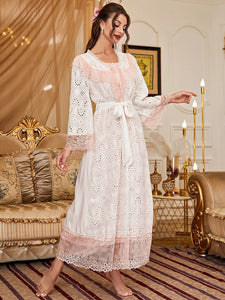 avigail-designs Sleepwear Eyelet Dream, Bed Jacket and PJ Cotton Set (S-XL)